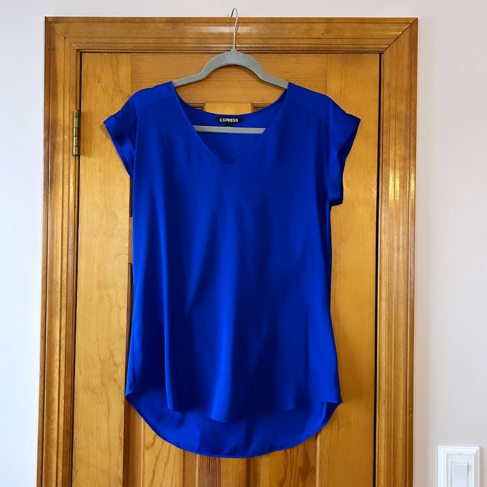 EXPRESS Satin Royal Blue Dress Top